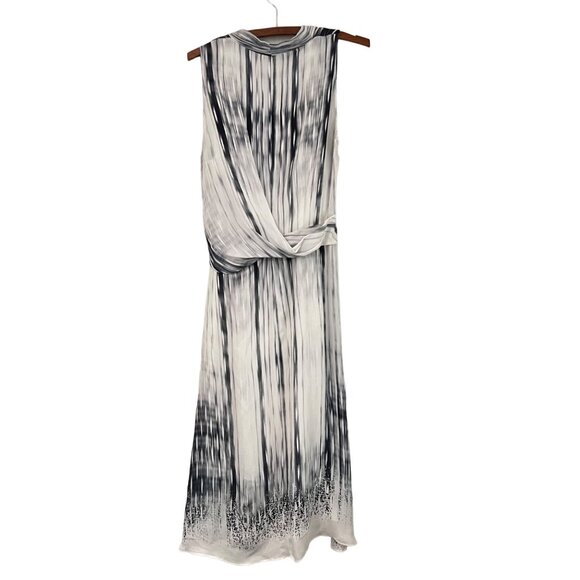 Kobi Halperin Womens Gray White Abstract Sleeveless Knot Silk Midi Dress Sz 10 - Picture 5 of 7